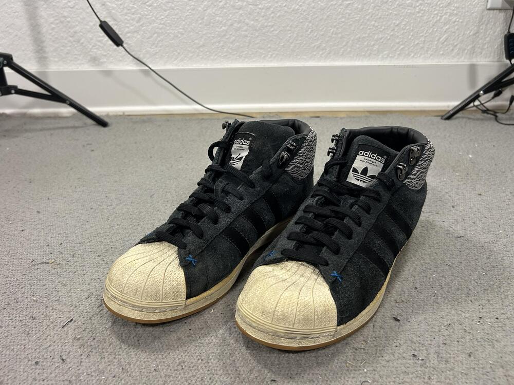 Adidas Superstar GID Shoes Mens Size 8.5 Black Suede Mid Top Glow Shell Toe